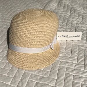Janie and Jack Beige Hat with White Bow